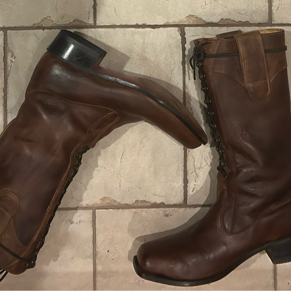 Handmade  Brown Leather ladies  Boots 10.5 - Picture 2 of 8